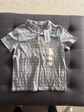 Cat & Jack Light Gray Short Sleeve Polo